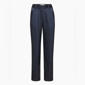 Babaton Pleated Satin Pant - NWOT Size 10 Navy Blue